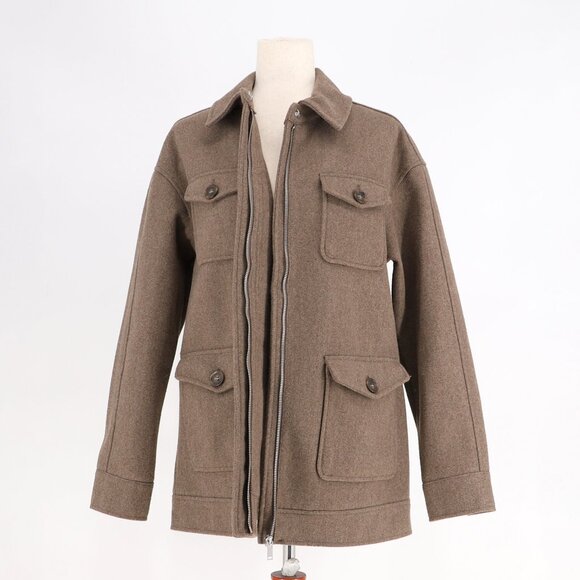 BAGATELLE COLLECTION Relaxed Utility Shacket Coat Medium Brown Size M - Picture 6 of 10